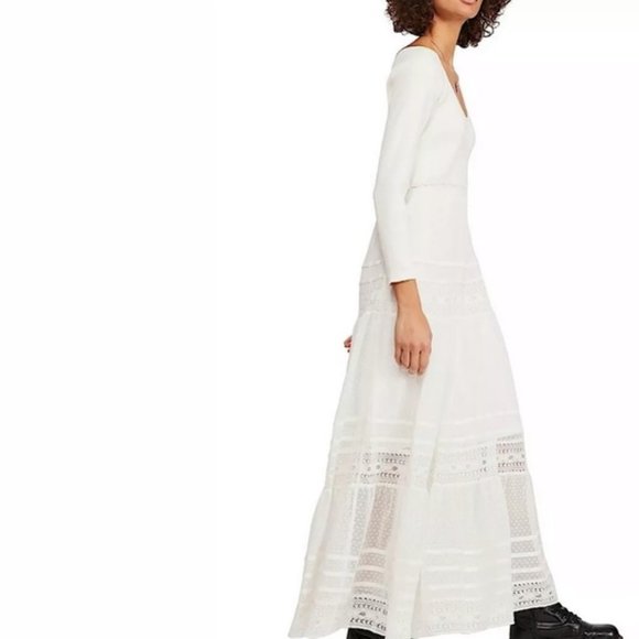 NEW $148 Free People Earth Angel Maxi Dress Ivory - Picture 8 of 13